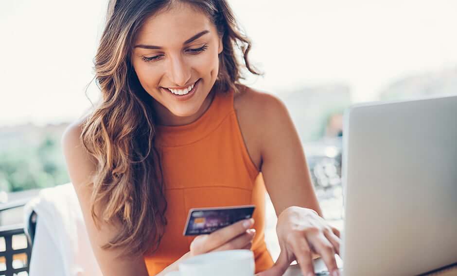 woman paying a bill online